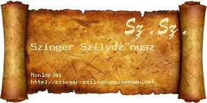 Szinger Szilvánusz névjegykártya
